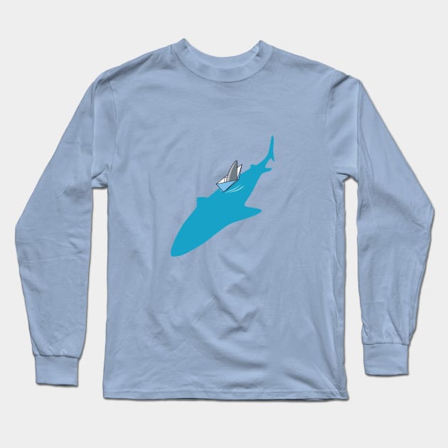 Shark paper boat camouflage joke Long Sleeve T-Shirt by ntesign